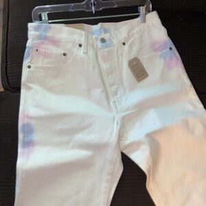 501 Original Levis W30xL30 white with blue&pink tie dye effect.